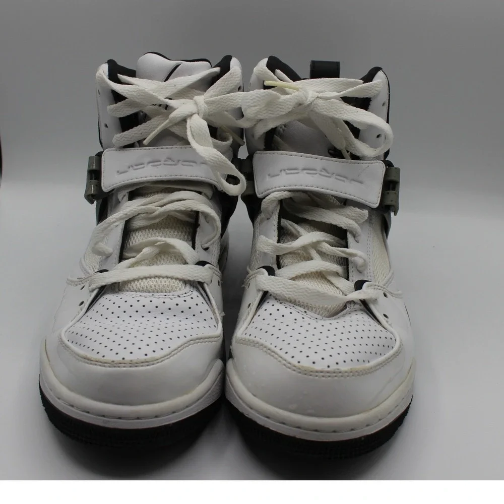 Jordan Flight 45 High Mens White Black Cement Grey Sneakers 384519-109 Size‎ 8